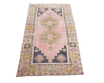 Rosa Oushak Teppich, 100x1,5m Anatolischer Teppich, Türkischer Teppich, Traditioneller Handgeknüpfter Wollteppich, Nomadenteppich, Nomadenteppich