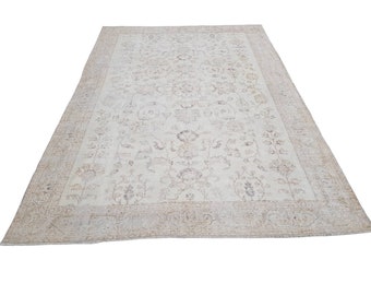 7x10 Großer Beige Türkischer Vintage Teppich, Türkischer Oushak Teppich, Anatolischer Türkischer Teppich, Boho Türkischer Teppich, Traditioneller Teppich