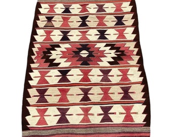 Brick Red Small Turkish Kilim Rug 2'x4' Boho Turkish Rug Traditional Rug Pastel Kilim Rug Tribal Rug Bohemian Rug Vintage Rug