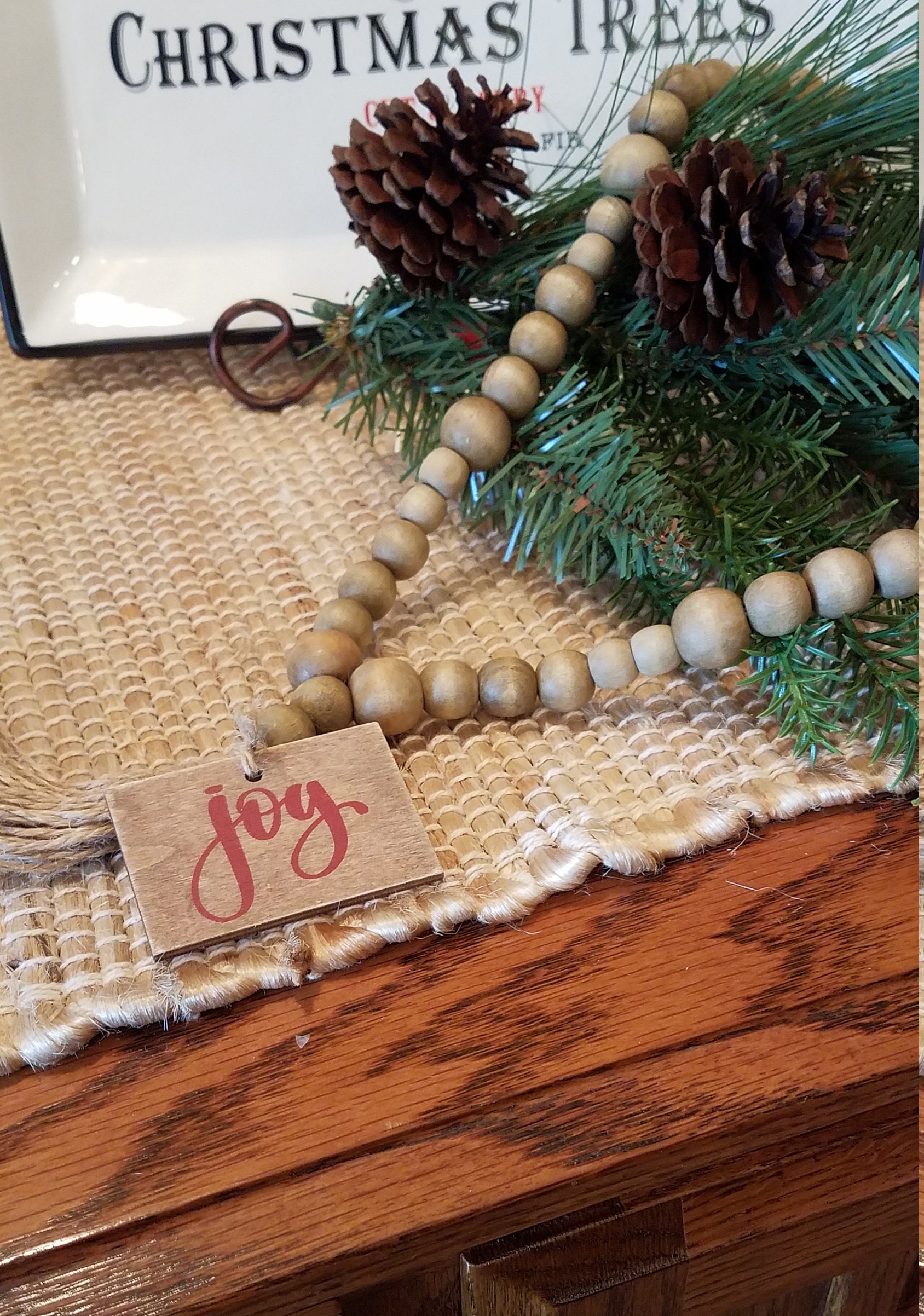 Garland Bead Garland Farmhouse Decor Wood Garland Etsy