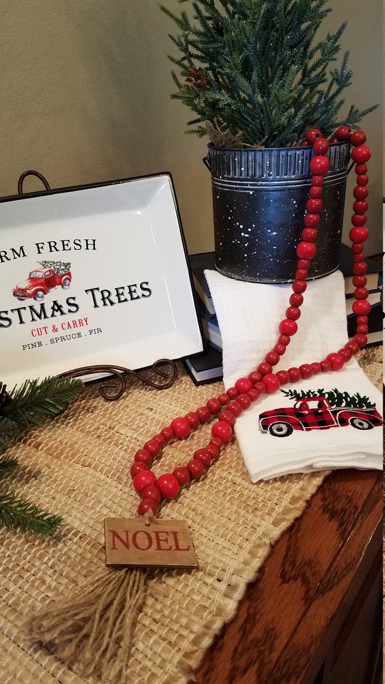 Red Truck Decor Farmhouse Christmas Red Truck Farmhouse Decor Metal Bucket Metal Pail Country, Christmas Farmhouse