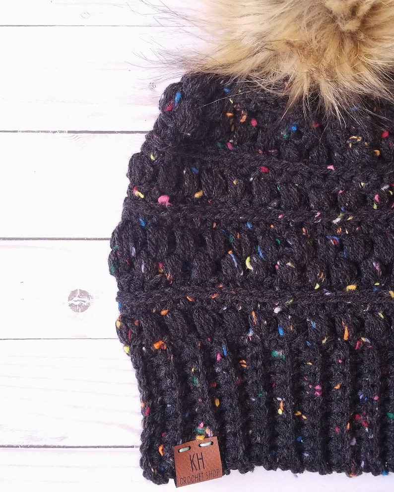 Winter Crochet Hat Women/'s Crochet Beanie Fur Pom Pom Snow Drop Beanie Handmade Hat Winter Beanie Crochet Hat