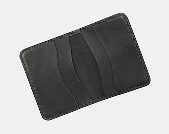 Cartera de tarjeta horizontal / Piel de canguro hecha a mano / Personalización gratuita