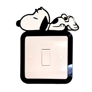 Sleeping Snoopy Dog Light Switch Surround - Finger Plate. Snoopy Decor,Finger Plate, Dog Lover Gift. Dog Light Switch Surround. image 3