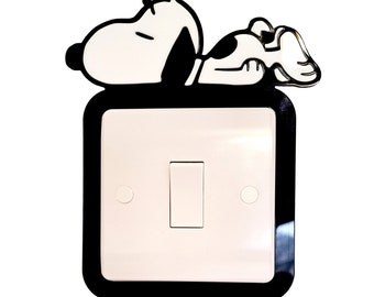 Sleeping Snoopy Dog Light Switch Surround - Finger Plate. Snoopy Decor,Finger Plate, Dog Lover Gift. Dog Light Switch Surround.