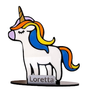 Figura de unicornio arcoíris grande personalizada. Regalos de unicornio. Regalos de fiesta de unicornio. Figuras coleccionables de unicornio.