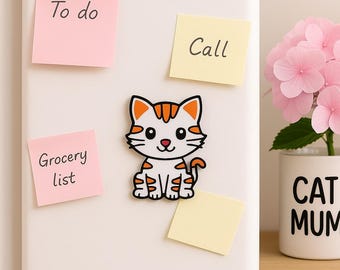 Handmade Kitten Fridge Magnet Cute Cat Kitchen Decor Gift for Cat Lovers Pet Owner Present Animal Magnet Ginger Cat