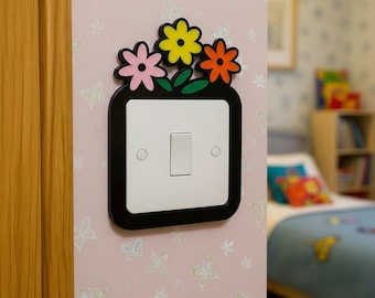 Flower Light Switch Cover Switch Surround Finger Plate Nursery Children's Room Light Switch Protector Floral Light Switch Covers