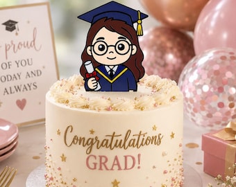 Large Graduation Cake Topper Girl, Handcrafted 3D Acrylic Graduate Cake Decoration UK, Congratulations Class of 2026 Female Uni College Gift