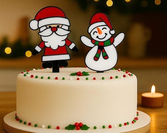 Christmas Cake Toppers Father Christmas Cake Topper Snowman Cake Topper Christmas Decor Christmas Cake Topper Spikes Santa Claus and Snowman