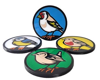 British Garden Bird Drinks Coaster Round Non-Slip Waterproof with Rubber Feet