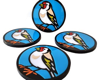 Goldfinch Garden Bird Drinks Coaster Round Non-Slip Waterproof with Rubber Feet
