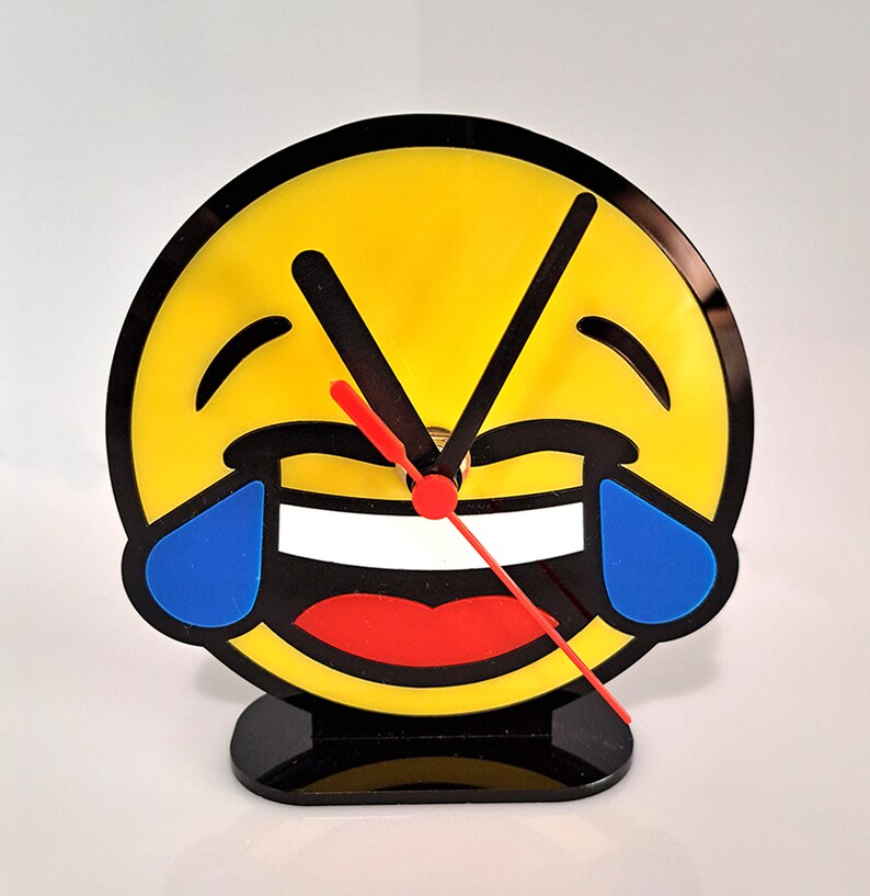 Clock Is Crying Emoji Laughing Crying Desk Clock. Emoji Gift. Teenager Room Emoji Desk ...