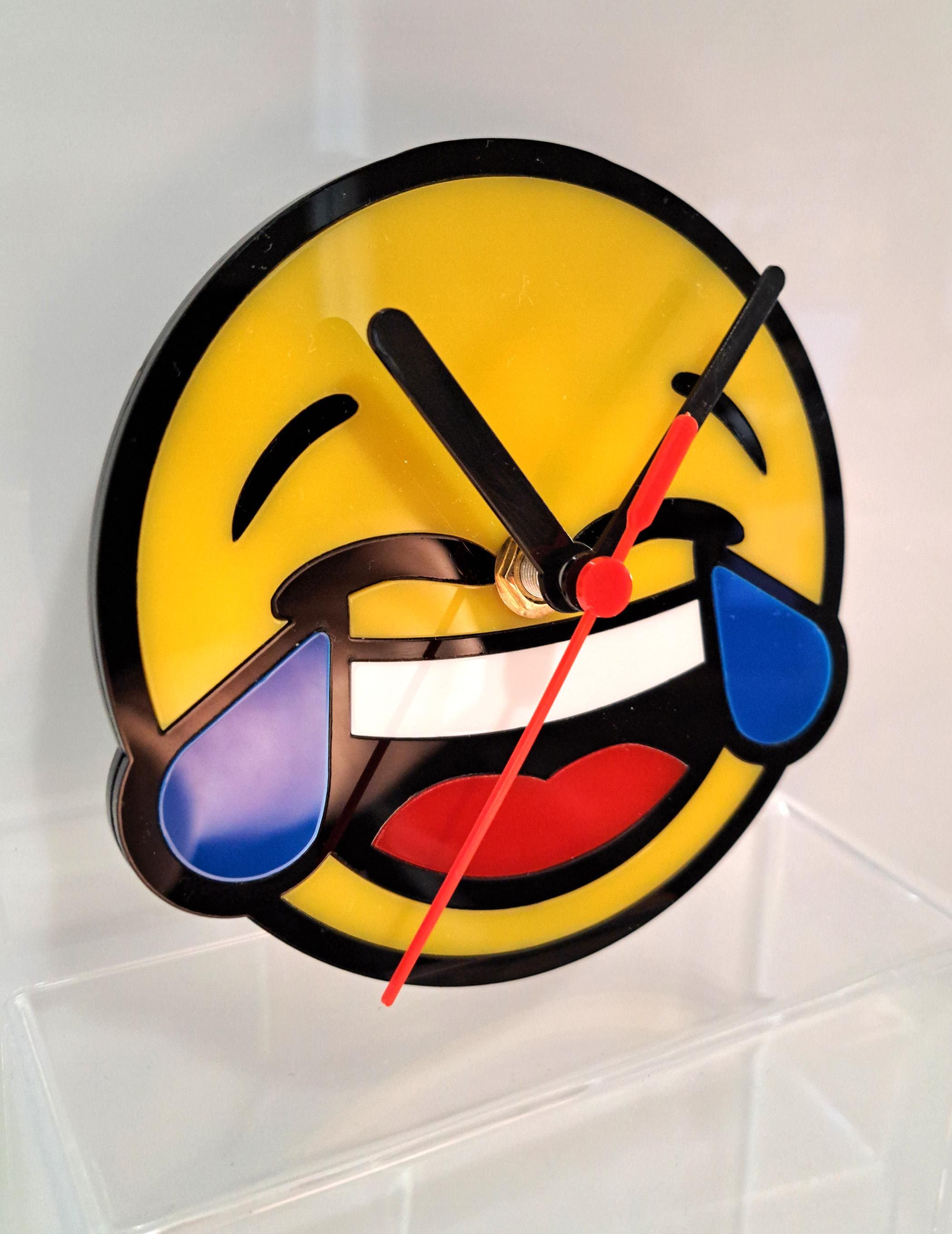 Clock Is Crying Emoji Laughing Crying Mini Wall Clock. Emoji Gift. Teenager Room Emoji ...