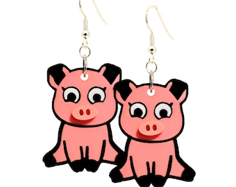 Pink Piglet Pig Earrings. Piglet Earrings. HandMade Piglet Jewellery. Piglet Gifts. Little Piggy earrings.