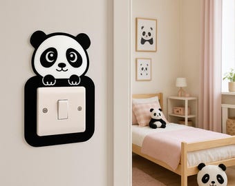 Bonita funda para interruptor de luz con forma de oso panda para la habitación infantil. Decoración de pared con diseño de panda. Regalo ideal para amantes de los osos. Embellecedor para interruptor de luz infantil.