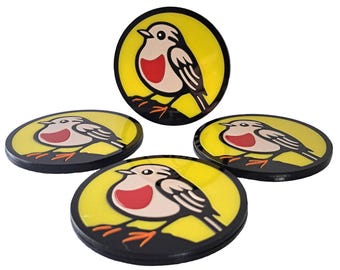Robin Garden Bird Drinks Coaster Round Non-Slip Waterproof with Rubber Feet