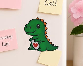 Handmade Cute Dinosaur Fridge Magnet Green Dino Kitchen Decoration Fun Dino Gift Cute Present for Kids & Dinosaur Lovers