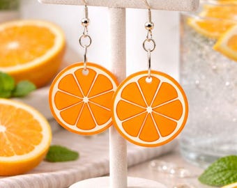 Summer Citrus Fruit Half Earrings. Oranges. Hand Made.