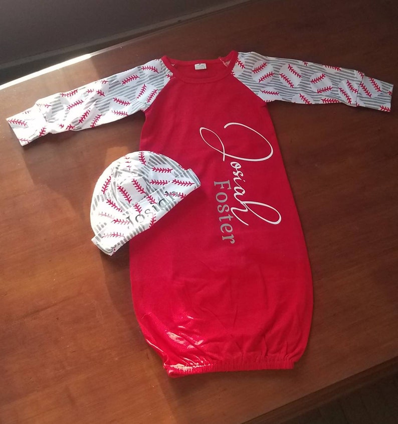 Baseball baby gown raglan custom name
