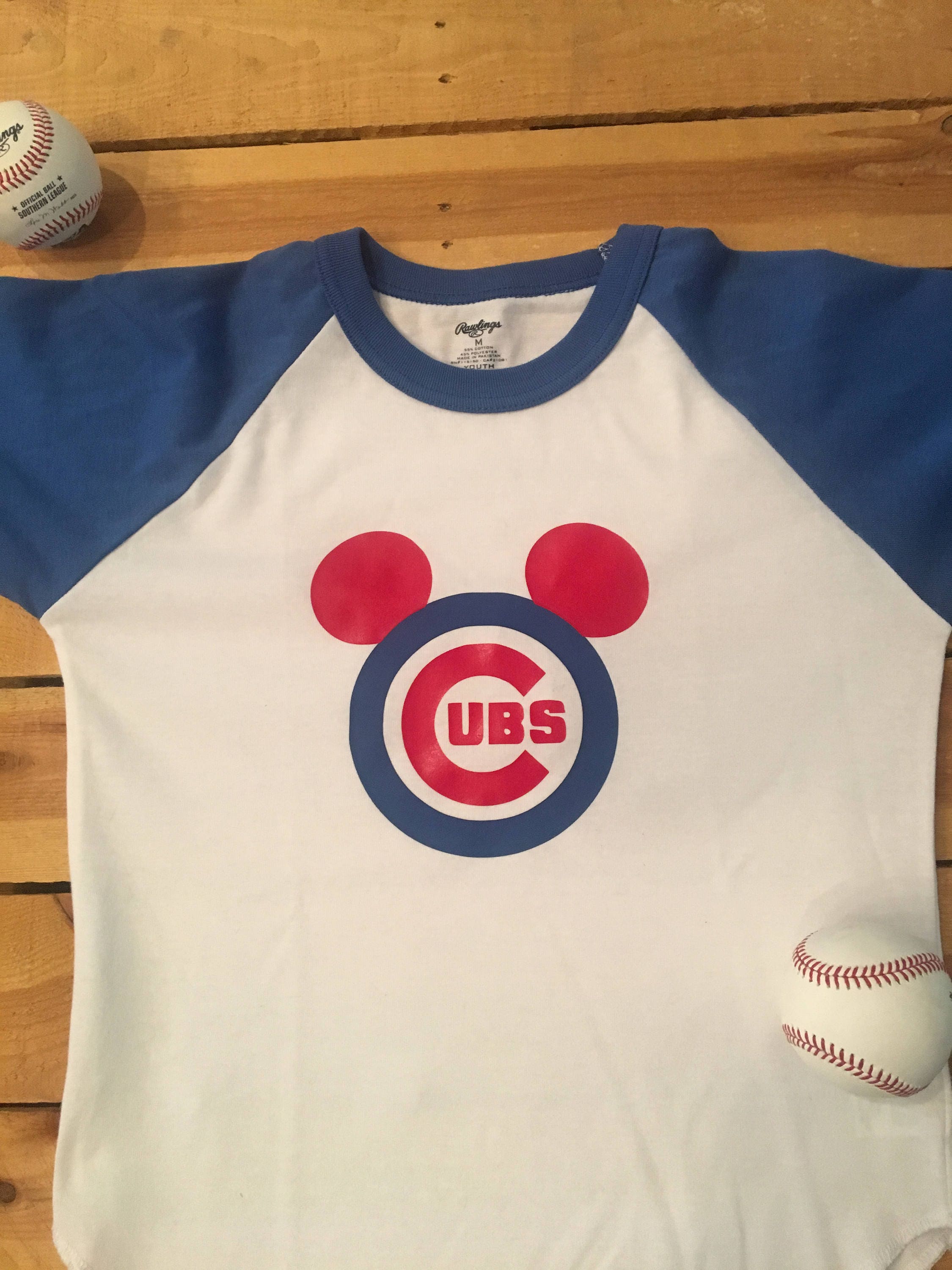 Mickey Cubs 3/4 Sleeve Raglan T Shirt Cubs Fans Cubbies | Etsy