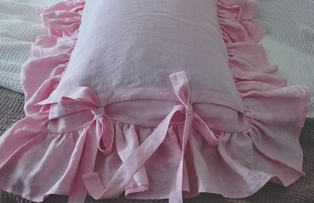 Set of 2 pillowcases . 1 Body pillow case.Pink body pillow.Ruffled