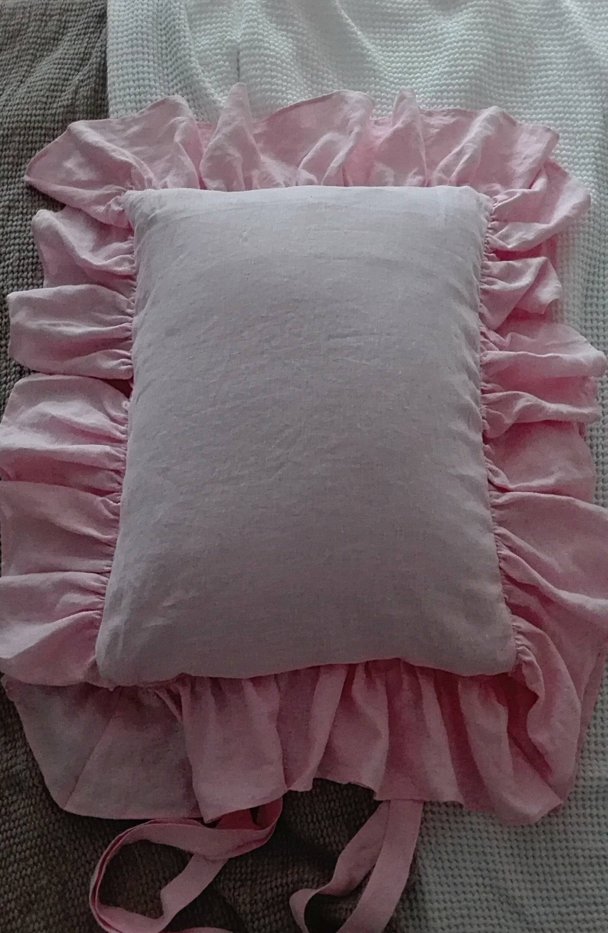 Set of 2 pillowcases . 1 Body pillow case.Pink body pillow.Ruffled