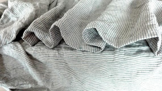 Linen Blanket Pale Blue Stripe Natural Background Sofa - Pale Blue Linen Bedding Linen Blanket Pale Blue Stripe Natural Background Sofa - Pale Blue Linen Bedding