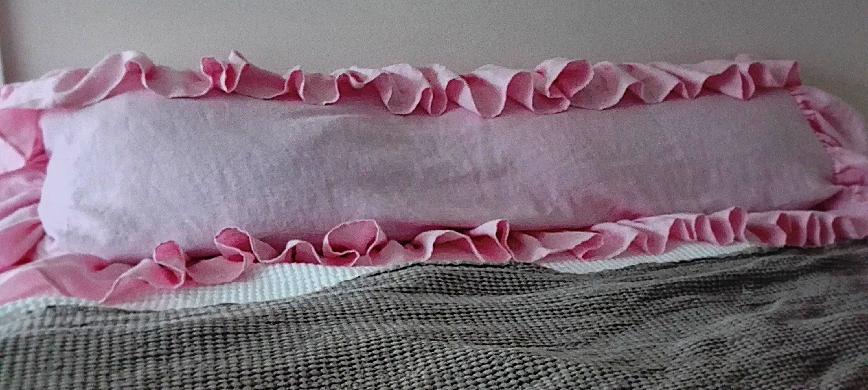 Set of 2 pillowcases . 1 Body pillow case.Pink body pillow.Ruffled