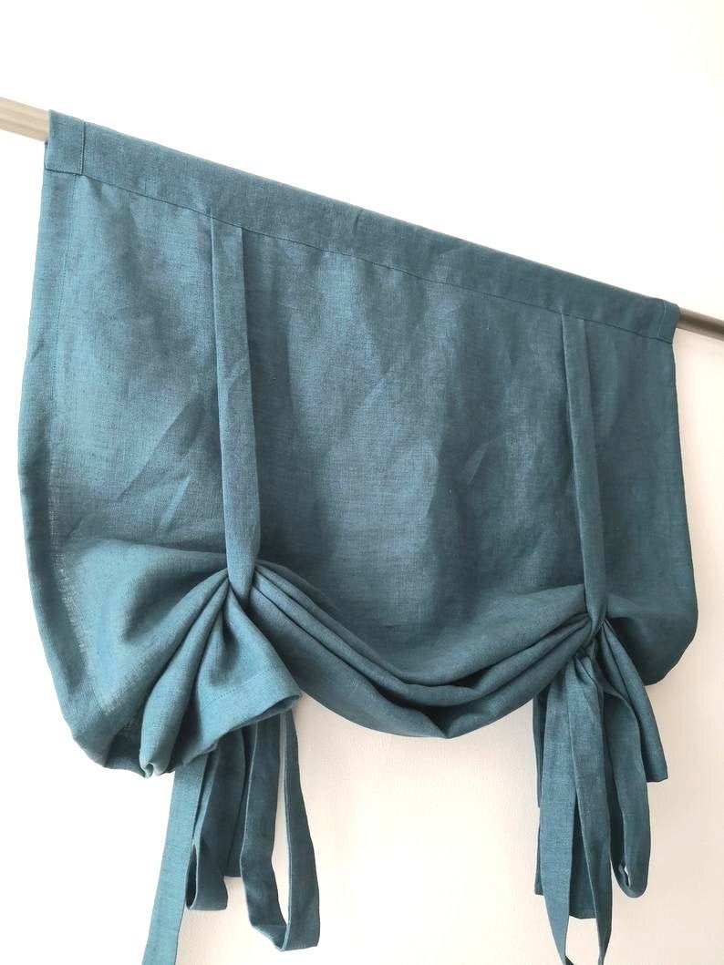 Length 53.tie up Curtain.pure Linen Roll up Blind. Etsy