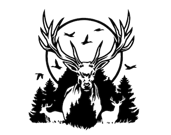 Large Stag vinyl sticker graphics decal van motorhome campervan  camping lorry bonnet caravan camping mountain range d2