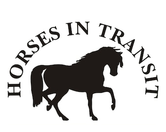 Horses in Transit Horsebox large vinyl Stickers Decal Graphic Trailer Van Lorry curved sticker