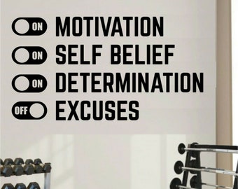 Gym Toggle On/Off Quote Wall Sticker Art Home Decal wallart Inspiration Fitness exercise