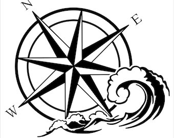 Pegatinas de vinilo Surf Compass para coche, furgoneta, camión, capó, caravana, surfista, ola