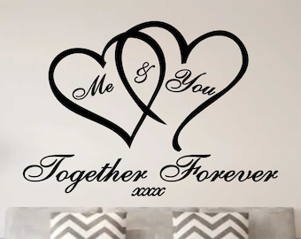 Pegatina de pared con frase "Me & You Love Heart Quote" para el hogar, dormitorio familiar