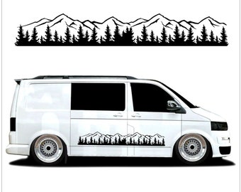 1x Mountain Range vinyl stickers graphics decals car camper van caravan snowy forest scene