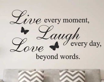 Live Every Moment Quote Wall Sticker Art Home Decal wallart Family Gym