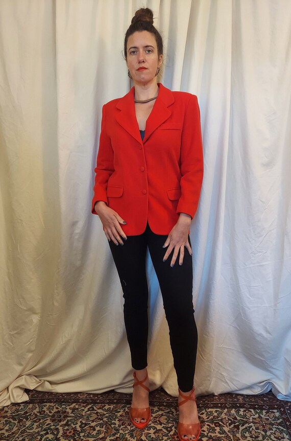 90's The Limited Red Wool Blazer Sz 10 Med - image 1