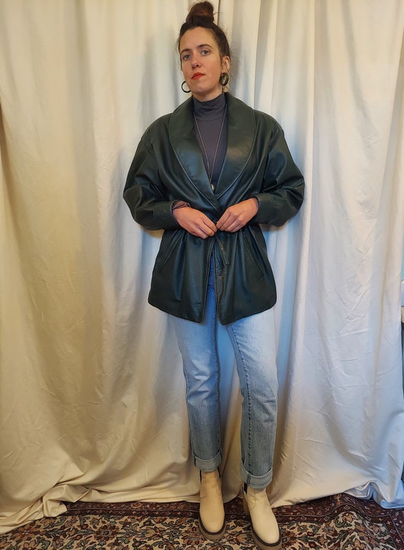 Traditional Trends Green Leather Cinch Waist Coat 198… Gem