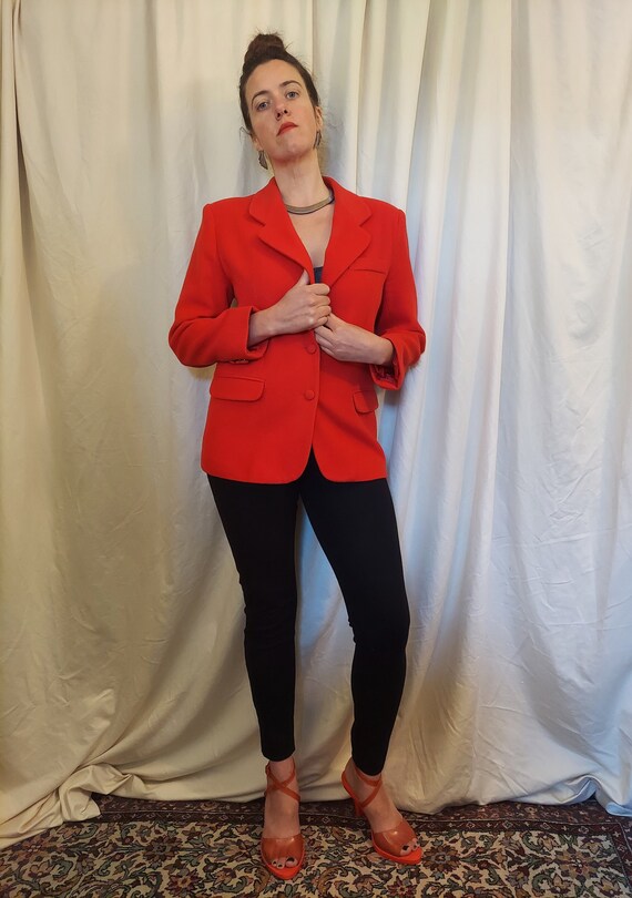90's The Limited Red Wool Blazer Sz 10 Med - image 4