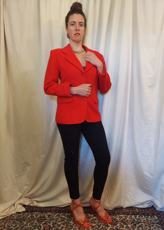 90's The Limited Red Wool Blazer Sz 10 Med - image 2