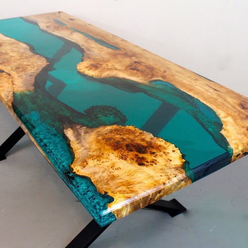 Live Edge River Coffee Table With Glowing Resin Fillin and - Etsy
