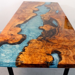 Cedar Live Edge River Dining Table With Stone Resin - Etsy