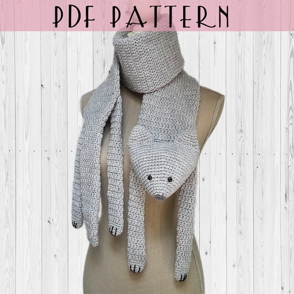 Patron écharpe chat au crochet  | patron PDF | tutoriel français et anglais | DIY |  fausse taxidermie | chunky crochet cat scarf pattern