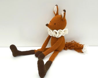 Doudou renard au crochet écologique | cadeau de naissance | doudou longues pattes | amigurumi bébé | cadeau bébé fille et garçon