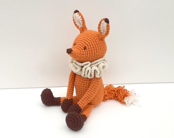 Doudou renard au crochet écologique | cadeau de naissance | renard avec écharpe | amigurumi bébé | cadeau bébé fille et garçon