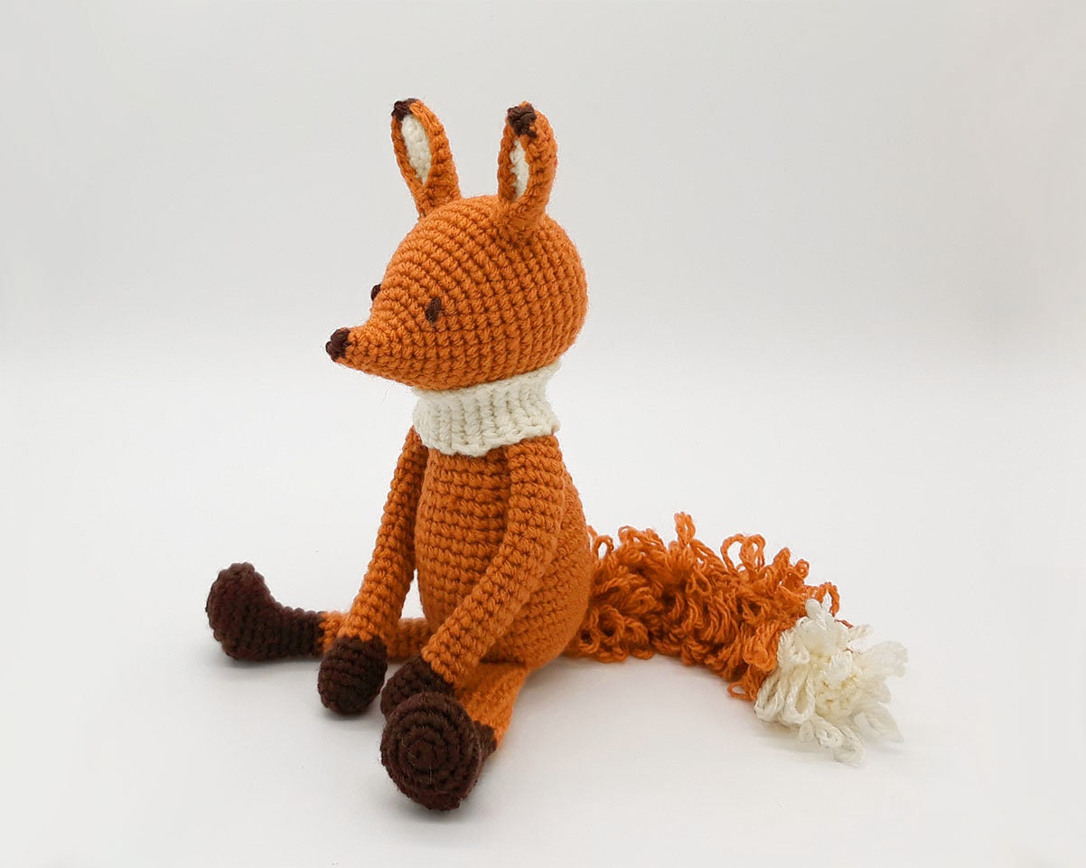 Doudou bébé renard Rox lange plat crochet