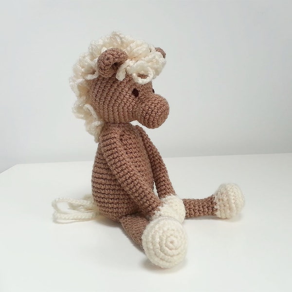 Doudou poney au crochet | amigurumi cheval écologique | cadeau de naissance | cadeau bébé fille et garçon | blanket pony | lovey horse