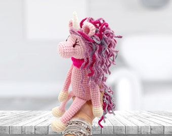 Doudou licorne rose au crochet | peluche licorne | cadeau de naissance fille et garçon | cadeau bébé amigurumi | écologique