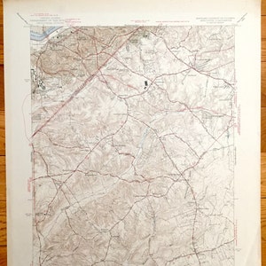 Antieke Washington DC, Anacostia, Maryland 1945 Amerikaanse geologische enquête topografische kaart – Prince Georges County, District Heights, Du Pont, MD